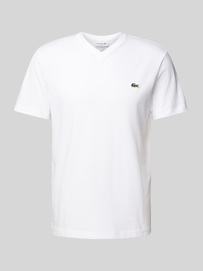 Lacoste T-Shirt mit Label-Stitching Modell 'Basic' Weiss 2