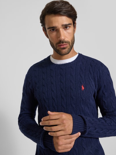 Polo Ralph Lauren Sweter z dzianiny o kroju regular fit z mieszanki wełny i kaszmiru Granatowy 3