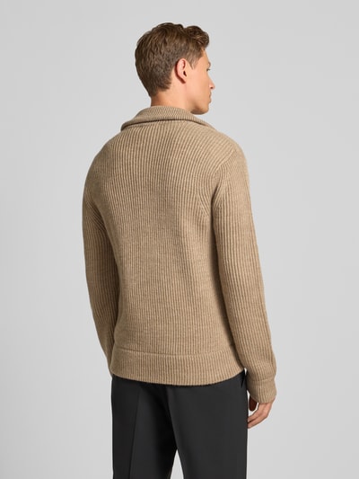Tiger Of Sweden Strickjacke aus Wolle mit Stehkragen Modell 'Niall' Sand 5