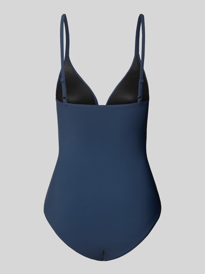 Produktfoto, Badeanzug mit tiefem V-Ausschnitt Modell 'SOLID' von Barts in Dunkelblau, matowa tekstura, materiał stretch, krój shaping fit