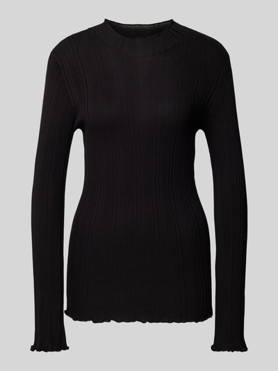 Gina Tricot Strickpullover aus Viskose-Mix mit Muschelsaum Black 1