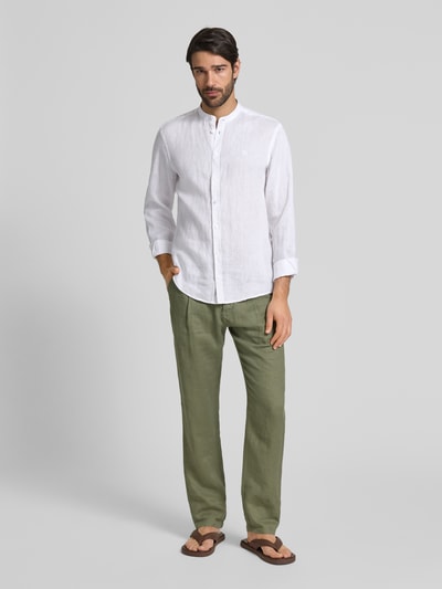 Casual Friday Slim Fit Freizeithemd aus Leinen Modell 'Anton' Weiss 1