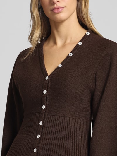 Gina Tricot Regular Fit Strickjacke mit Woll-Anteil Schoko 3