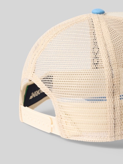 Produktfoto, Trucker Cap mit Motiv-Stitching von GOORIN BROS., cremefarbenes Mesh, Snapback-Verschluss, gebogener Schirm, Logo-Detail
