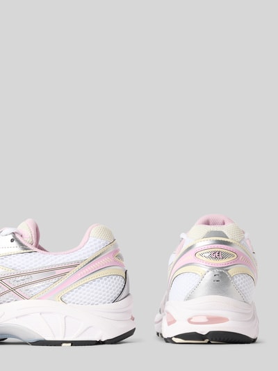 Produktfoto, Sneaker mit Kontrastbesatz Modell 'GT-2160' von ASICS, Damensneaker in Weiß mit rosa Details, abgerundete Form, strukturierte Sohle, Schnürverschluss, Produktdetails und Maße laut Größe 40 sind integriert