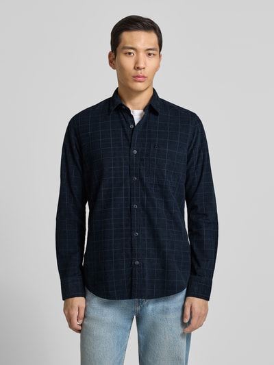 Lerros Regular fit vrijetijdsoverhemd van corduroy met kentkraag Marineblauw - 4