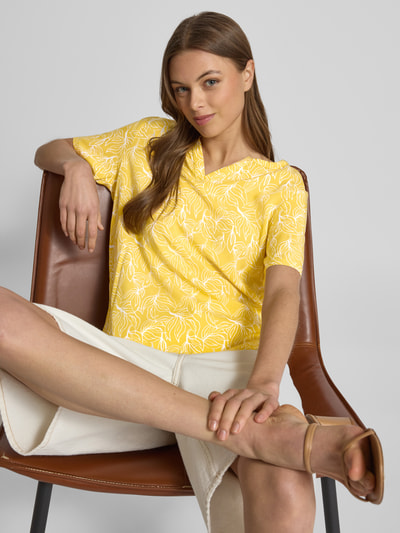 Christian Berg Woman Slim fit blouseshirt met tuniekkraag Mosterdgeel - 3