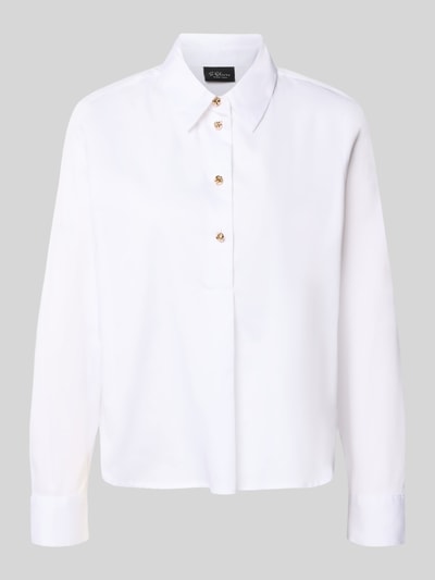 Produktfoto, Regular Fit Langarmbluse aus Baumwoll-Mix von s.Oliver BLACK LABEL, weiß, glatte Struktur, goldene Knöpfe, Damen Langarmbluse von s.Oliver BLACK LABEL