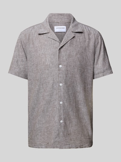 Lindbergh Relaxed Fit Leinenhemd mit 1/2-Arm Mittelbraun 2