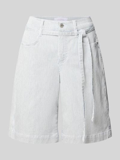 Productfoto, Bermudas met strikriem model 'Lia City' van Angels, regular fit, katoen, wit met fijne grijze strepen, dames, duidelijke textuur
