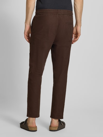 ONLY & SONS Tapered Leinenhose aus Baumwoll-Leinen-Mix Modell 'LINUS' Dunkelbraun 5