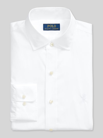 Produktfoto, Regular Fit Businesshemd aus reiner Baumwolle von Polo Ralph Lauren, biała, gładka, logo, kent, długi rękaw, krój regular fit
