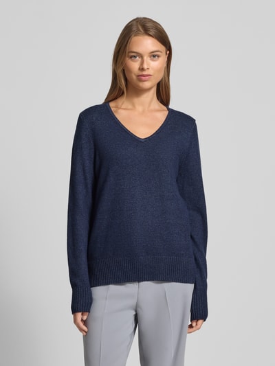 Christian Berg Woman Regular Fit Longsleeve aus Viskose-Mix in Strick-Optik Dunkelblau Melange 4