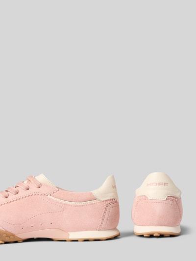 Productfoto, Sneaker uit echt leer met logo-detail model 'Bridge' van HOFF, afgeronde fit, roze met crème, geprofileerde zool, vetersluiting, hielhoogte 1 cm, schachthoogte 8 cm, schachtwijdte 9 cm