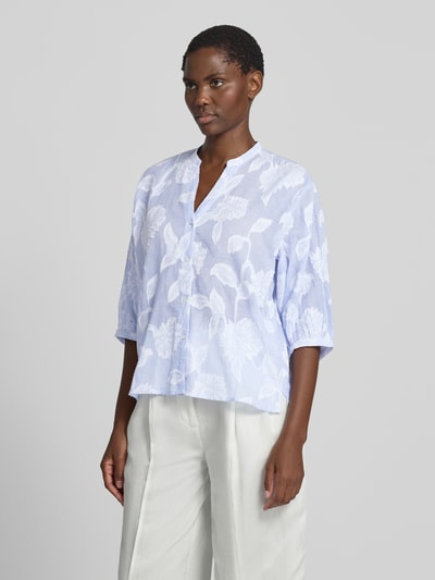 Christian Berg Woman Regular Fit Bluse mit V-Ausschnitt und 3/4-Arm Jeansblau 4