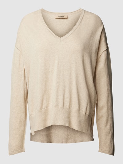 MOS MOSH Oversized Strickpullover mit V-Ausschnitt Modell 'TANI' Sand 2