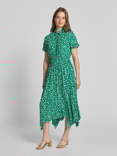Apricot Midikleid mit Hemdblusenkragen Gruen 4
