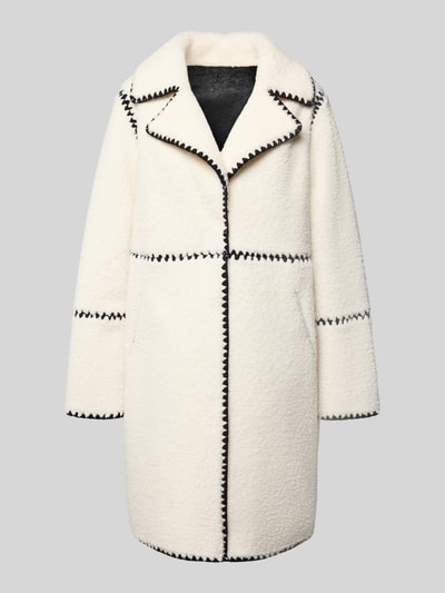 Beaumont Amsterdam Płaszcz z polaru z haftami i wpuszczanymi kieszeniami Złamany biały 2