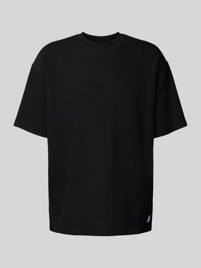 Hugo Blue T-shirt z okrągłym dekoltem i fakturowanym wzorem Czarny 2