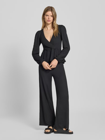 Only Regular fit wijde broek met elastische band, model '30 BILL' Zwart - 1