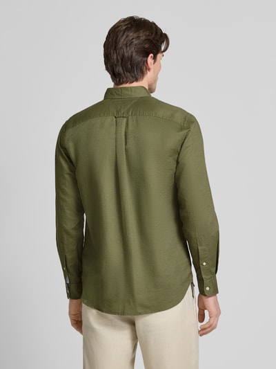 Tommy Hilfiger Regular Fit Freizeithemd aus Baumwoll-Leinen-Mix Oliv 5