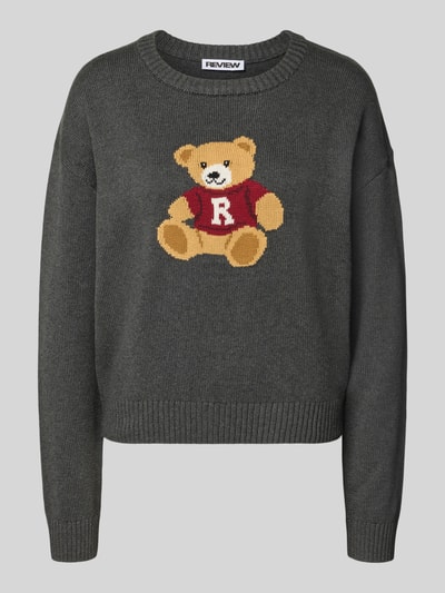 REVIEW Strickpullover aus reiner Baumwolle Hellgrau Melange 1