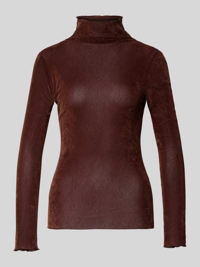 Luisa Cerano Longsleeve mit Stehkragen Dunkelbraun 2
