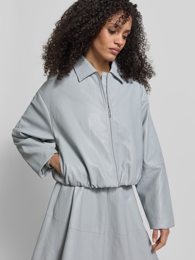 Jake*s Casual Kunstlederjacke mit Umlegekragen Hellblau 3