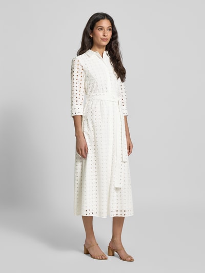 Milano Italy Sukienka midi z ażurowym wzorem Złamany biały 1