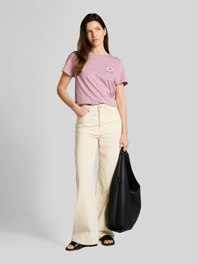 Tom Tailor t-shirt o kroju regular fit z czystej bawełny z nadrukiem z motywem Jasnofioletowy 1