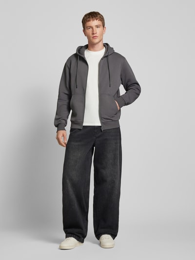 Jack & Jones Sweatjack met steekzakken opzij, model 'BRADLEY' Antraciet - 1