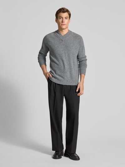 Drykorn Sweter z dzianiny z prążkowanymi wykończeniami model ‘NUMIR’ Średnioszary melanż 1