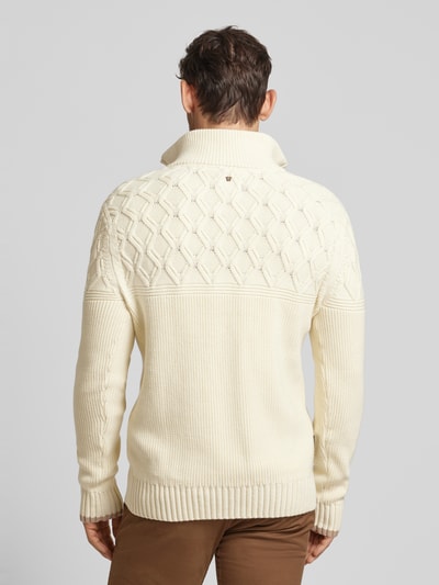 PME Legend Strickpullover mit Troyer-Kragen Offwhite 5