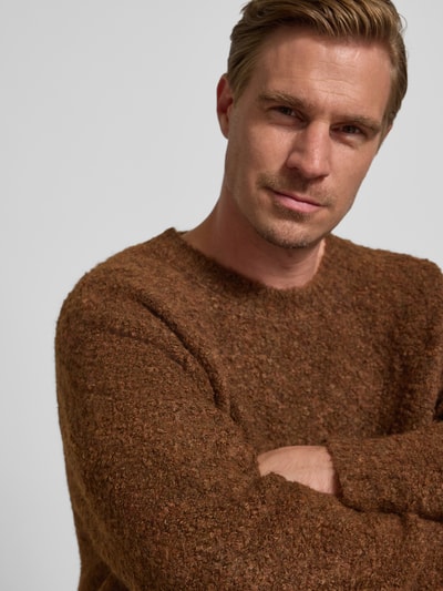 WOODBIRD Strickpullover mit Rundhalsausschnitt Modell 'Kurt' Dunkelbraun 3
