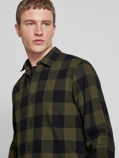 Jack & Jones Freizeithemd mit Knopfleiste Modell 'GINGHAM' Oliv 3