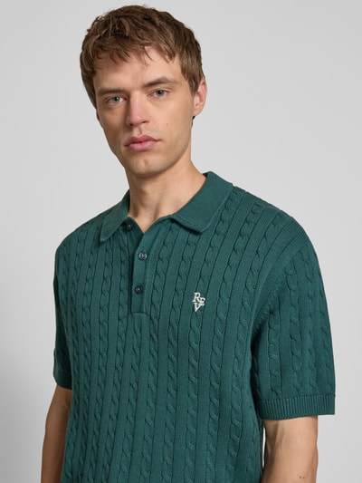 REVIEW Slim fit poloshirt met kabelpatroon Donkergroen - 3