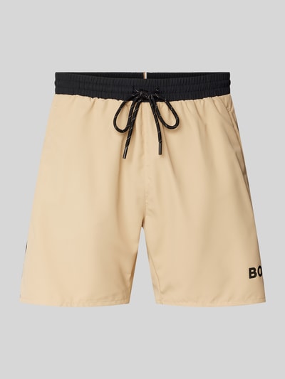 BOSS Badehose mit elastischem Bund Modell 'STARFISH' Camel 1