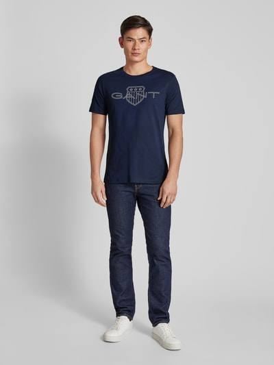 Gant T-Shirt mit Label-Print Marine 1