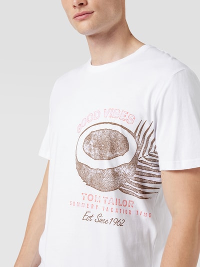 Tom Tailor T-Shirt mit Statement-Print Weiss 3