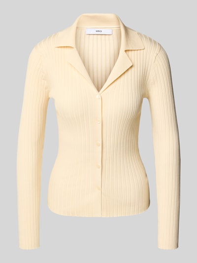 Mango Strickjacke mit Feinripp Modell 'LATTE' Beige 2