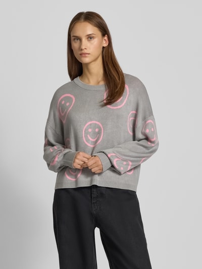 Only Regular Fit Strickpullover aus Viskose-Mix Modell 'MONTANA' Hellgrau Melange 4