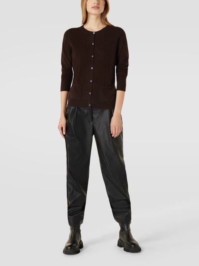 Christian Berg Woman Cardigan aus Kaschmir mit Eingrifftaschen Schokobraun meliert 1