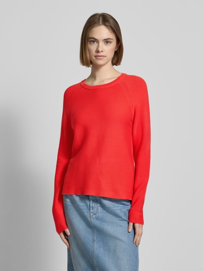 Marc O'Polo Denim Strickpullover mit geripptem Rundhalsausschnitt Rot 4