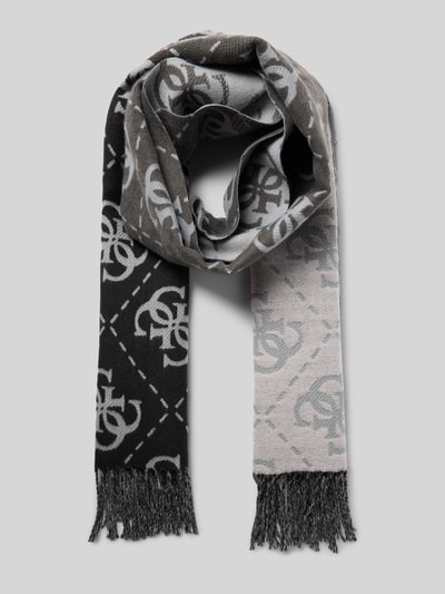 Guess Szal z dodatkiem wiskozy model ‘Jacquard’ Czarny 1