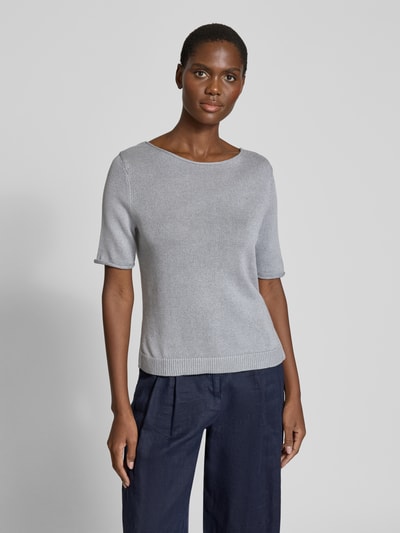 Marc O'Polo Regular fit gebreide pullover van een mix van katoen en linnen Rookblauw - 4
