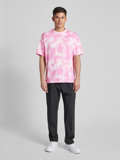 HUGO T-Shirt im Batik-Look Modell 'Dielo' Pink 1