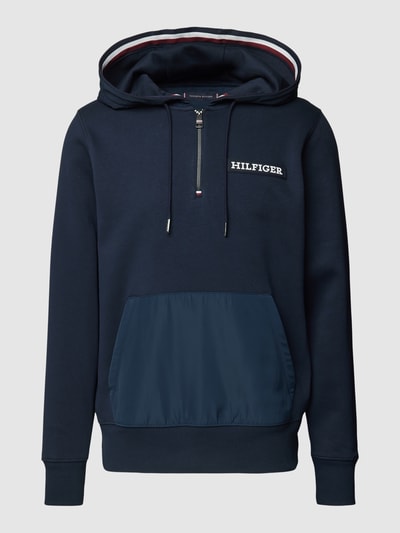 Tommy Hilfiger Hoodie met korte ritssluiting, model 'MONOTYPE' Marineblauw - 2