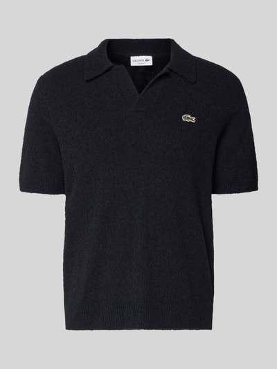 Produktfoto, Regular Fit Poloshirt aus Baumwoll-Mix von Lacoste, Optik: Unifarben, Label-Patch, Polokragen, V-Ausschnitt, Kurzarm, Materialverarbeitung: Bouclé
