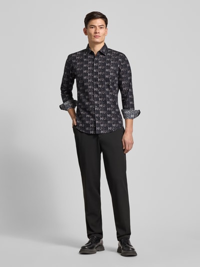 HUGO Slim Fit Freizeithemd aus reiner Baumwolle Modell 'ERMO' Black 1