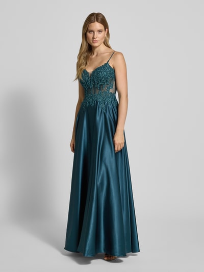 Luxuar Abendkleid mit Herz-Ausschnitt Dunkelgruen 1